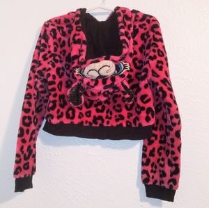 Justice Girls Sz 5 Animal Hoodie Leopard Zip